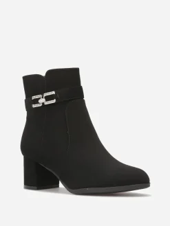 Clearance La Modeuse Bottines à boucle en strass et surpiqûres Noir