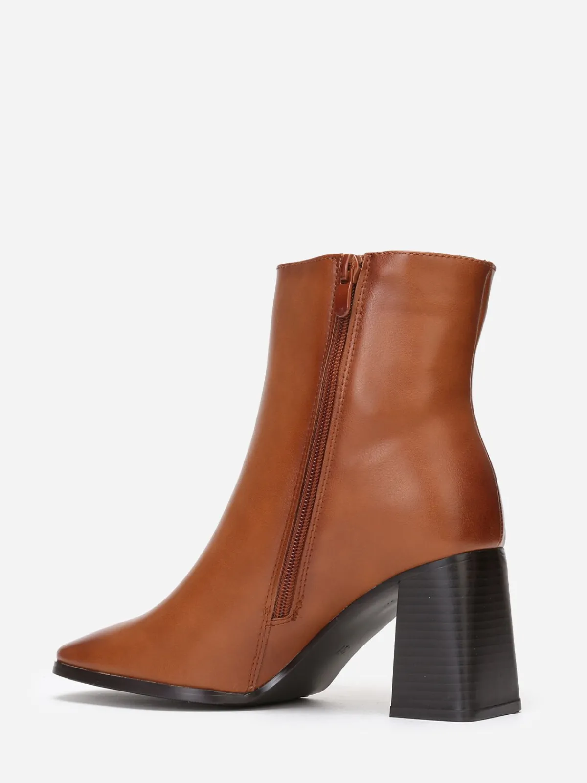 Online La Modeuse Bottines à bout carré et large talon Camel
