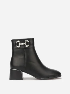 Outlet La Modeuse Bottines à bout carré et mors à strass Noir