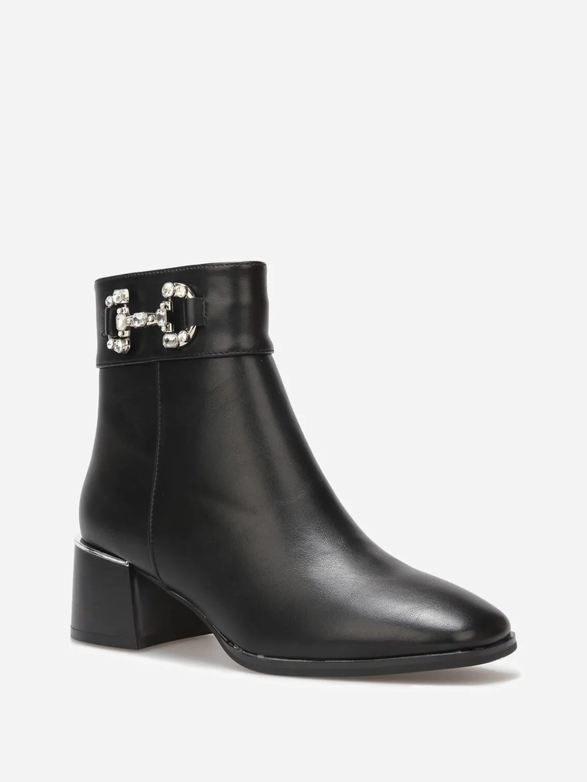 Outlet La Modeuse Bottines à bout carré et mors à strass Noir