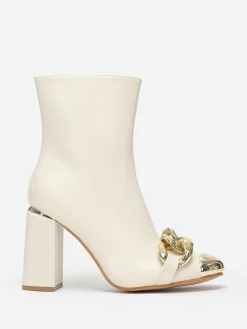 Online La Modeuse Bottines à bout et maillons Beige
