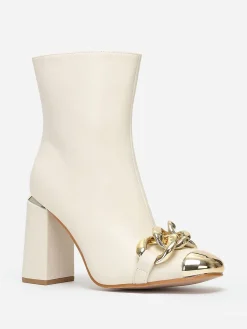 Online La Modeuse Bottines à bout et maillons Beige