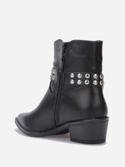Online La Modeuse Bottines à bride cloutées et nouée Noir