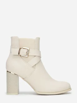 Discount La Modeuse Bottines à bride croisée et boucle Beige