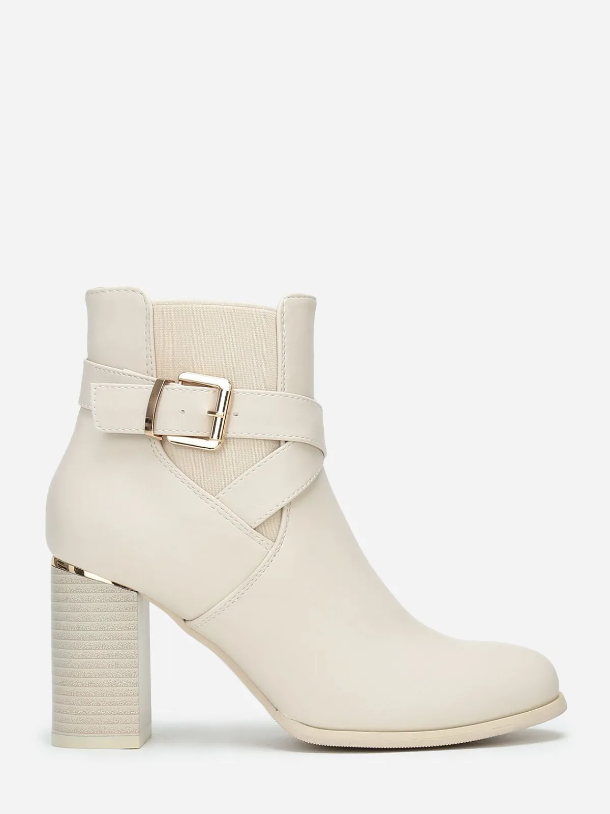 Discount La Modeuse Bottines à bride croisée et boucle Beige