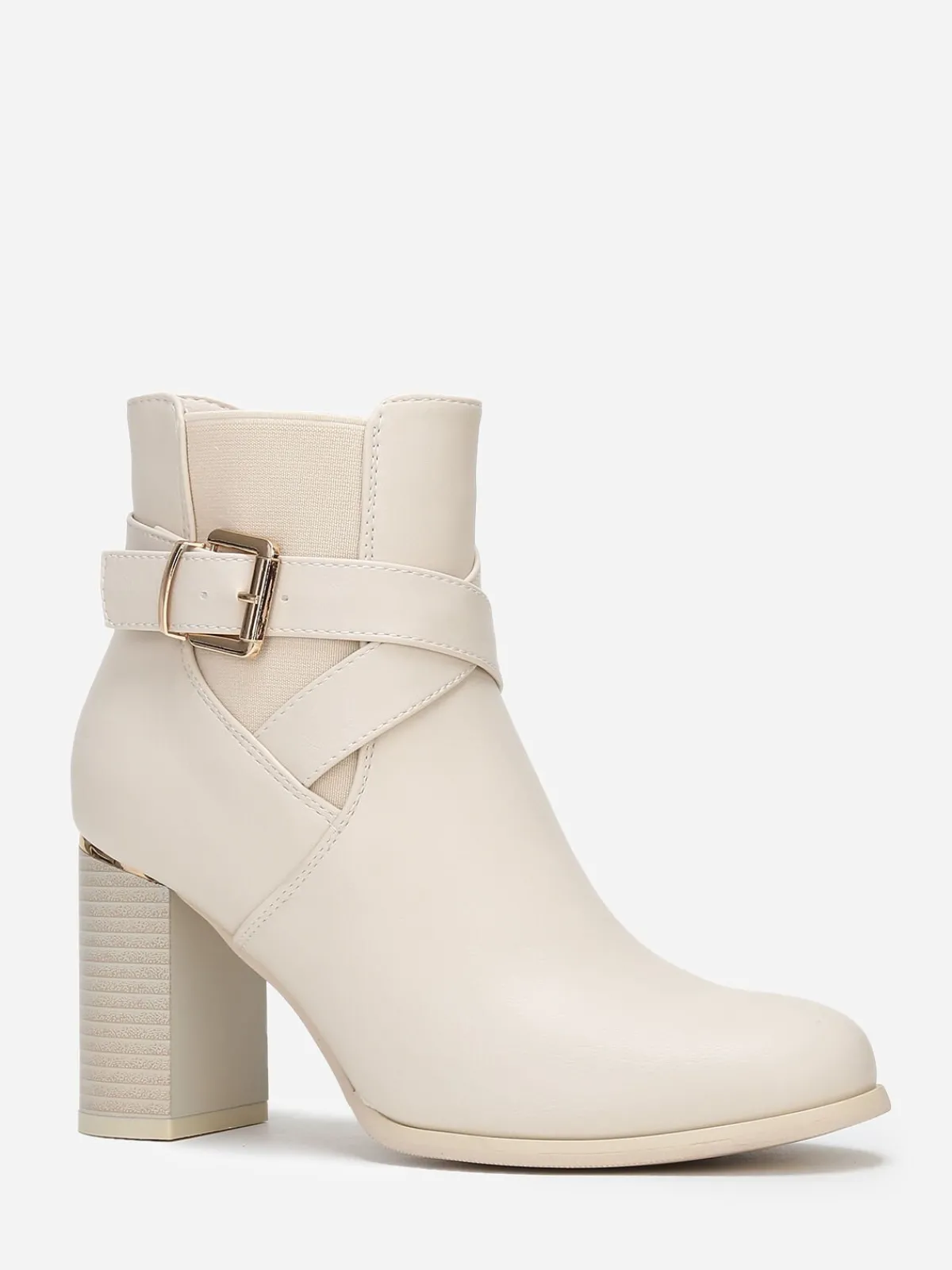 Discount La Modeuse Bottines à bride croisée et boucle Beige
