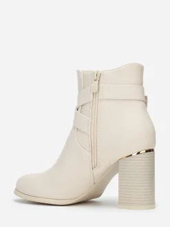 Discount La Modeuse Bottines à bride croisée et boucle Beige