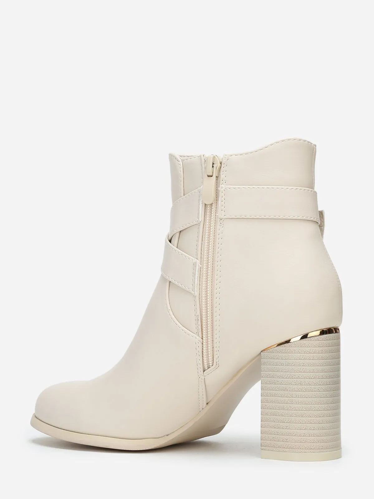 Discount La Modeuse Bottines à bride croisée et boucle Beige