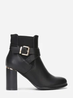 Outlet La Modeuse Bottines à bride croisée et boucle Noir