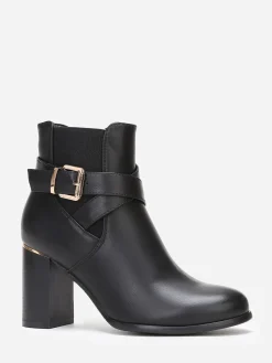Outlet La Modeuse Bottines à bride croisée et boucle Noir
