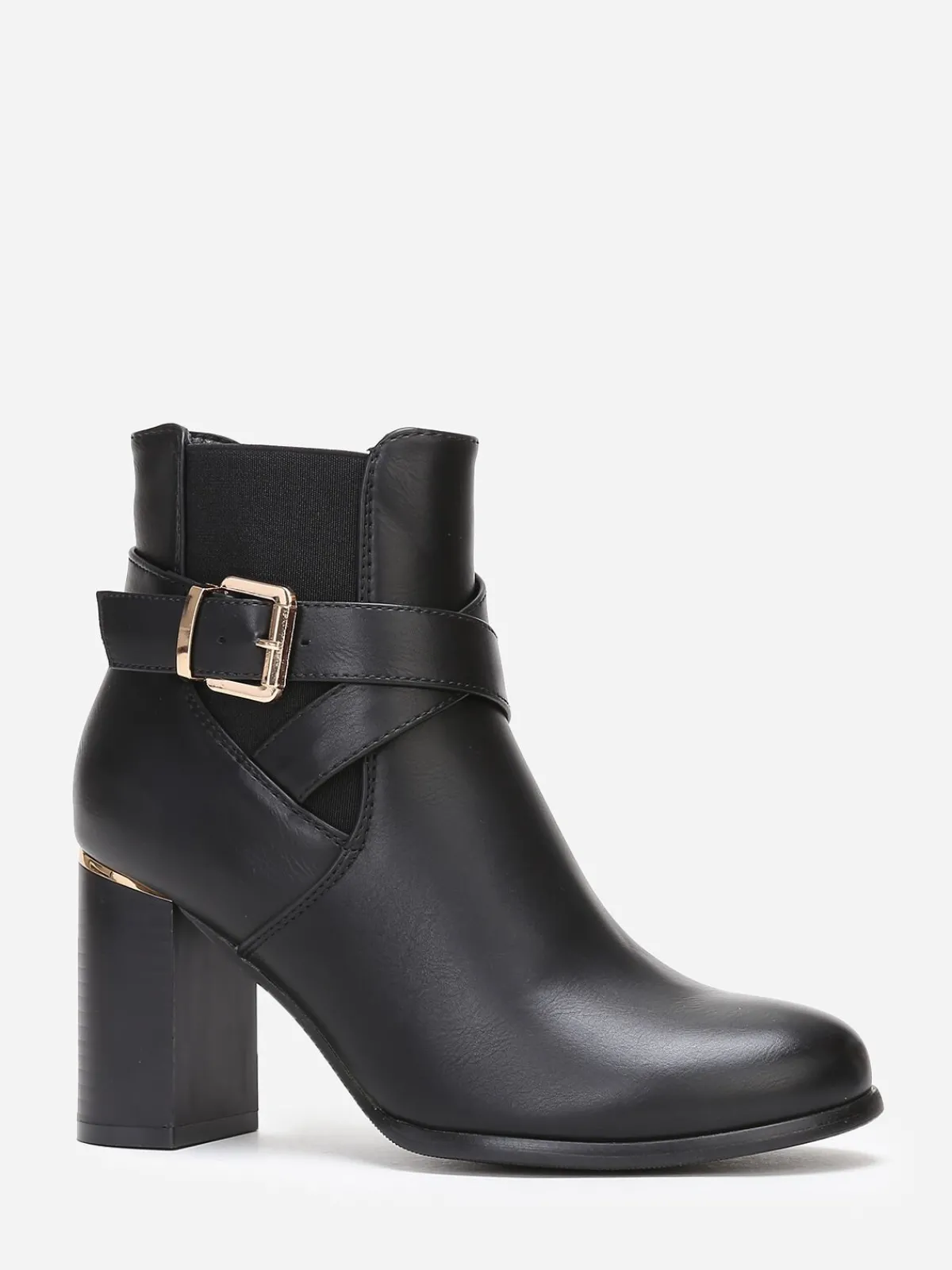 Outlet La Modeuse Bottines à bride croisée et boucle Noir