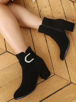 Hot La Modeuse Bottines à bride et boucle bijou Noir