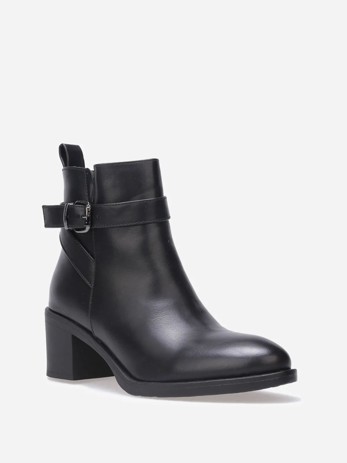 Best La Modeuse Bottines à bride et boucle métallique Noir