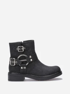 Hot La Modeuse Bottines à effet mat pailleté avec boucles Noir