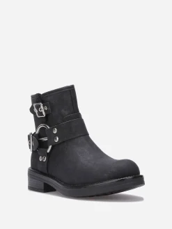 Hot La Modeuse Bottines à effet mat pailleté avec boucles Noir