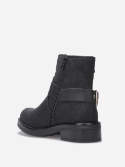 Hot La Modeuse Bottines à effet mat pailleté avec boucles Noir