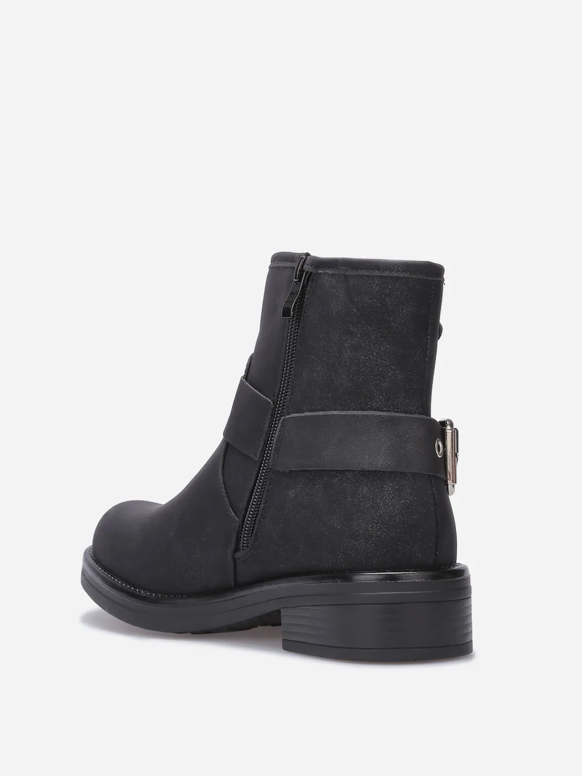 Hot La Modeuse Bottines à effet mat pailleté avec boucles Noir