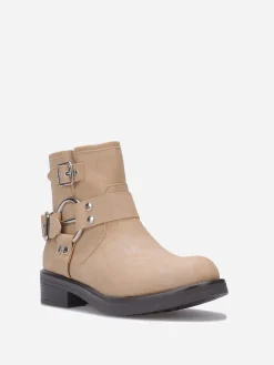 Discount La Modeuse Bottines à effet mat pailleté avec boucles Taupe