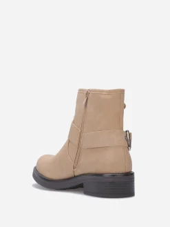 Discount La Modeuse Bottines à effet mat pailleté avec boucles Taupe