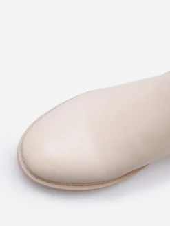Hot La Modeuse Bottines à empiècements et zip décoratif Beige