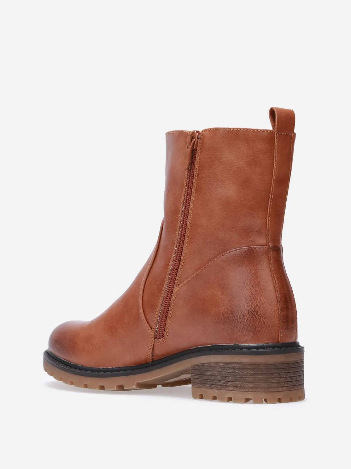 Discount La Modeuse Bottines à empiècements et zip décoratif Camel