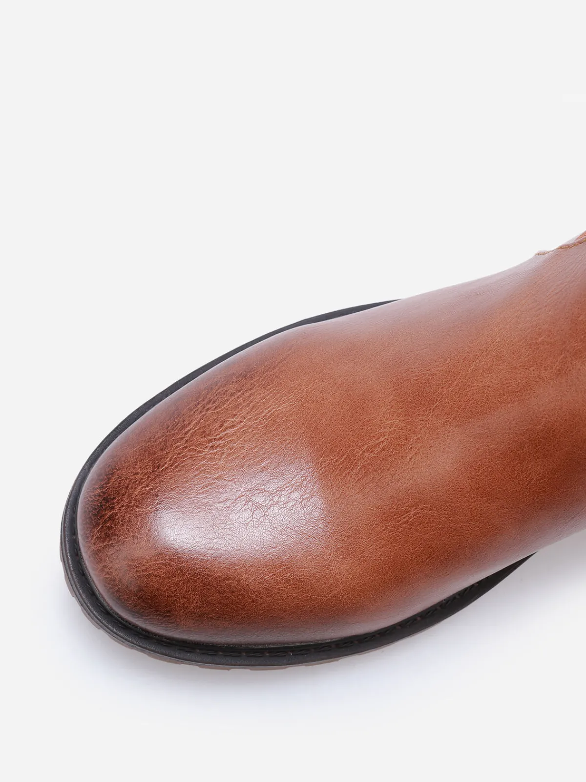 Discount La Modeuse Bottines à empiècements et zip décoratif Camel