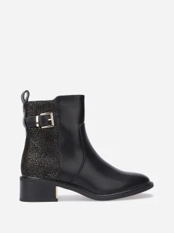 Discount La Modeuse Bottines à motifs et détails dorés Noir