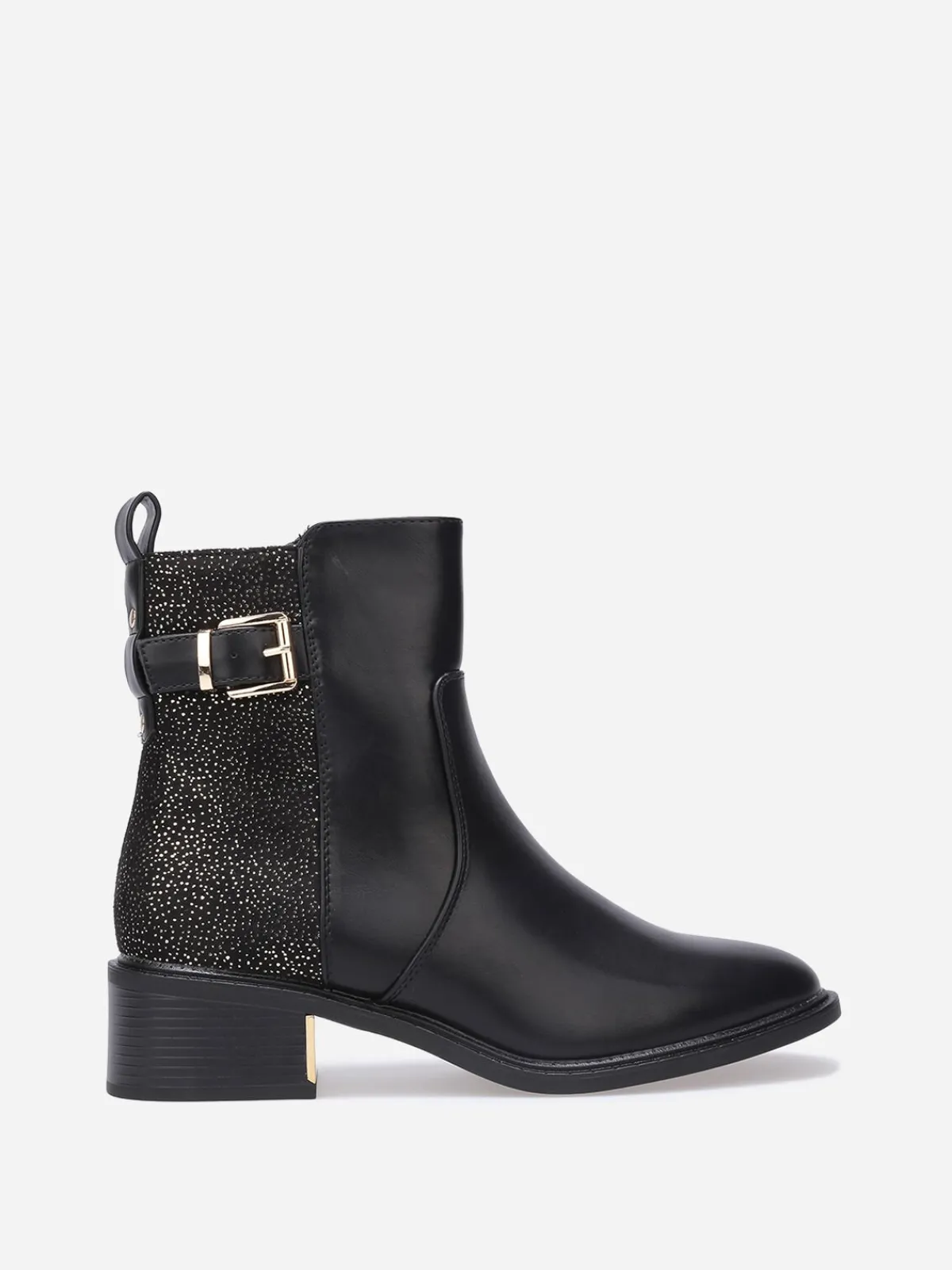 Discount La Modeuse Bottines à motifs et détails dorés Noir