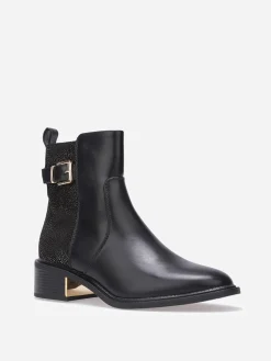 Discount La Modeuse Bottines à motifs et détails dorés Noir