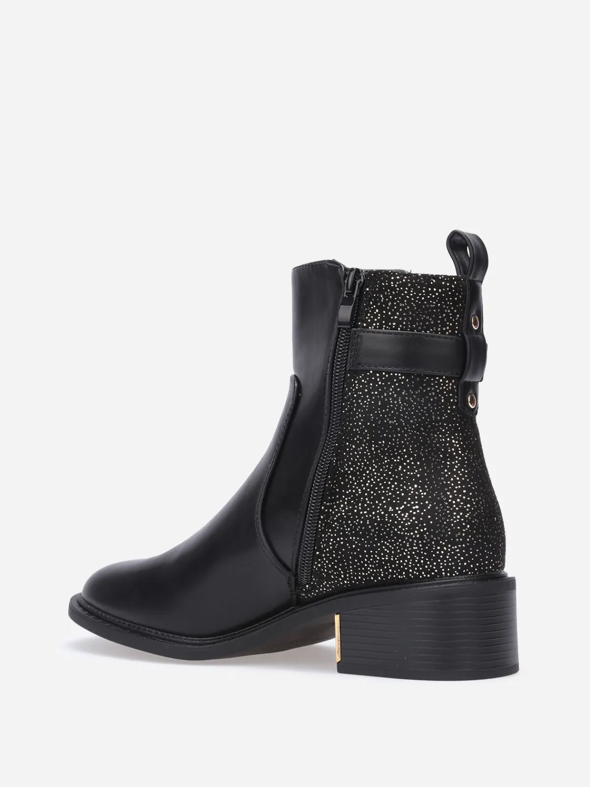 Discount La Modeuse Bottines à motifs et détails dorés Noir