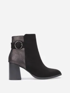 Online La Modeuse Bottines à paillettes et boucle métallique Noir