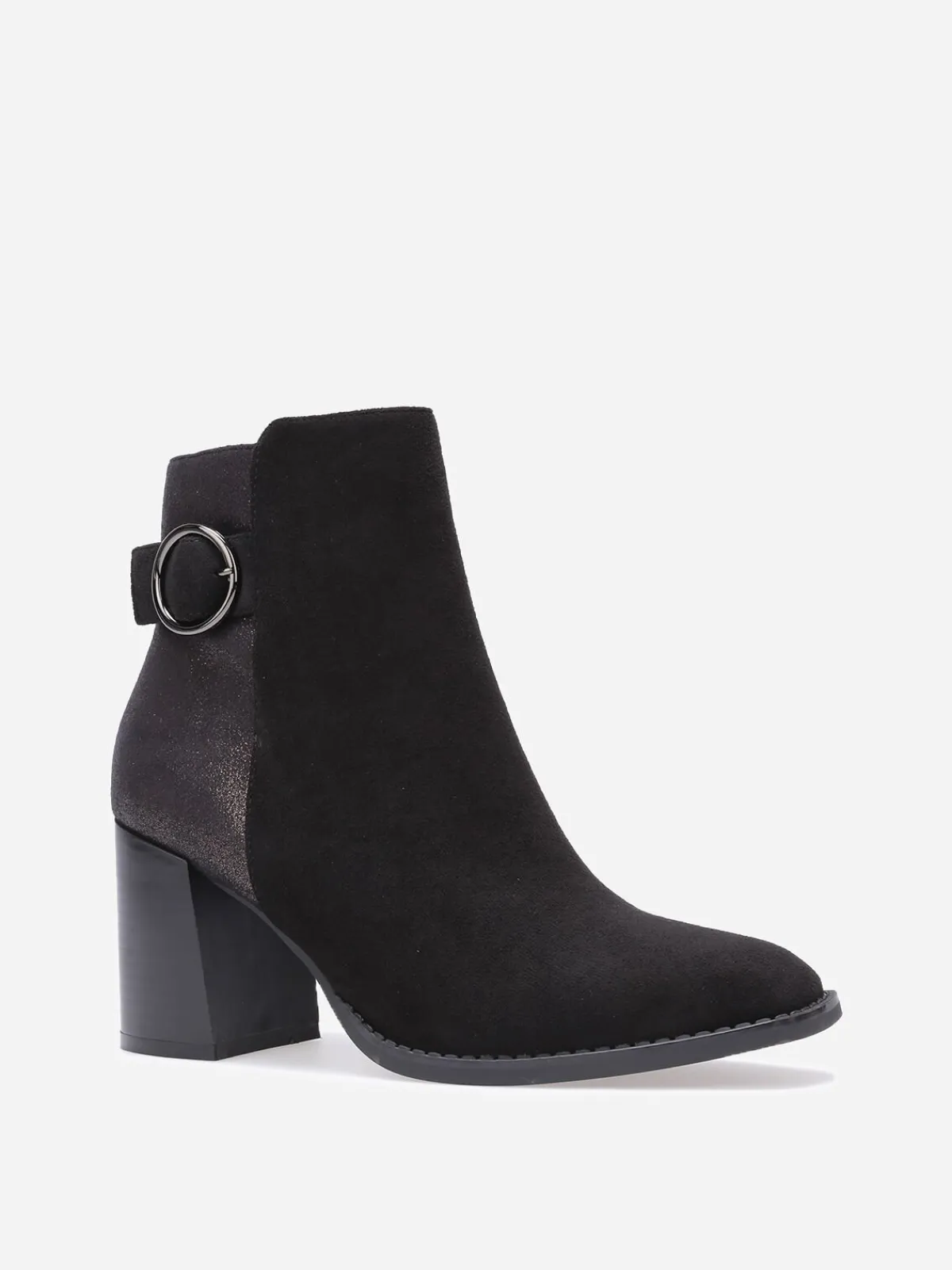 Online La Modeuse Bottines à paillettes et boucle métallique Noir