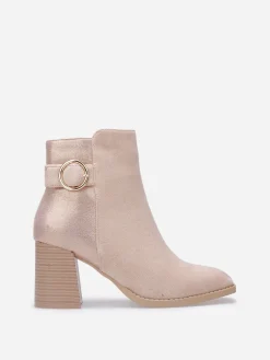 La Modeuse Bottines à paillettes et boucle métallique Taupe