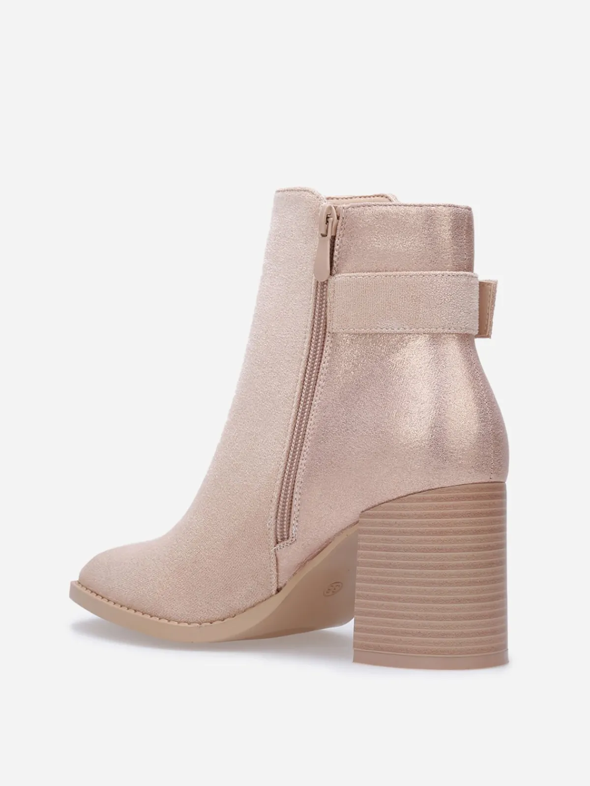 La Modeuse Bottines à paillettes et boucle métallique Taupe