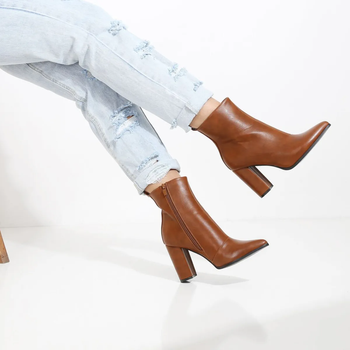 Outlet La Modeuse Bottines à talon Camel