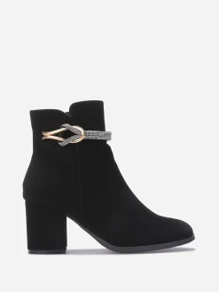 Sale La Modeuse Bottines à talon avec bijou et strass Noir