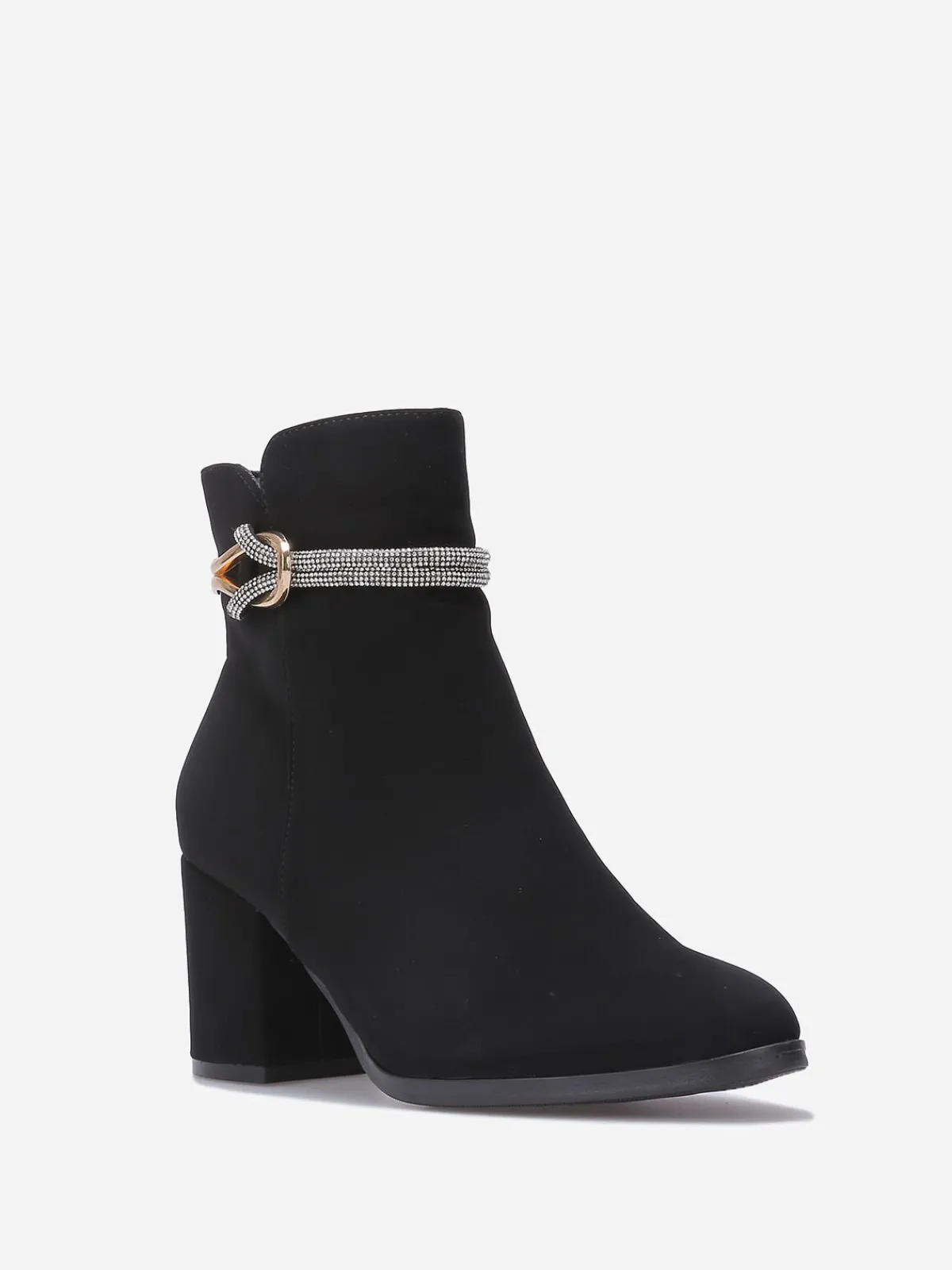 Sale La Modeuse Bottines à talon avec bijou et strass Noir