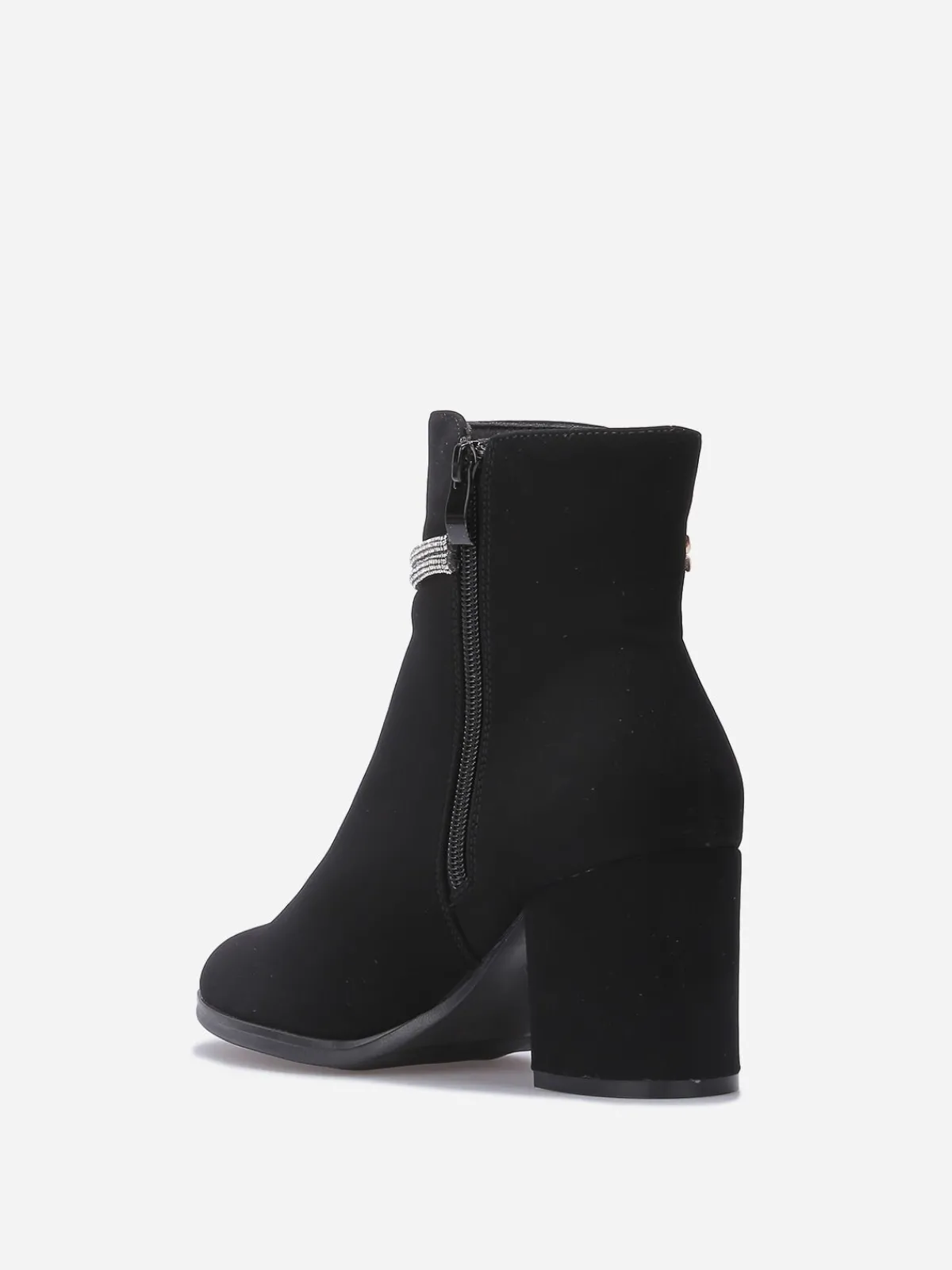 Sale La Modeuse Bottines à talon avec bijou et strass Noir