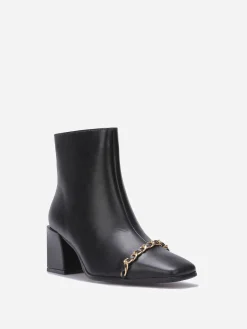 Best La Modeuse Bottines à talon avec chaîne dorée Noir