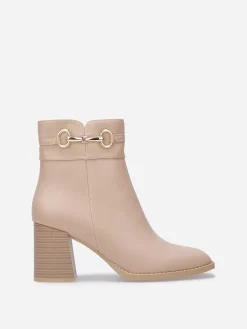 Clearance La Modeuse Bottines à talon carré et mors doré Taupe