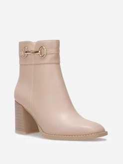 Clearance La Modeuse Bottines à talon carré et mors doré Taupe