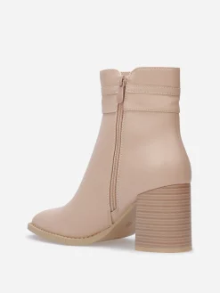 Clearance La Modeuse Bottines à talon carré et mors doré Taupe