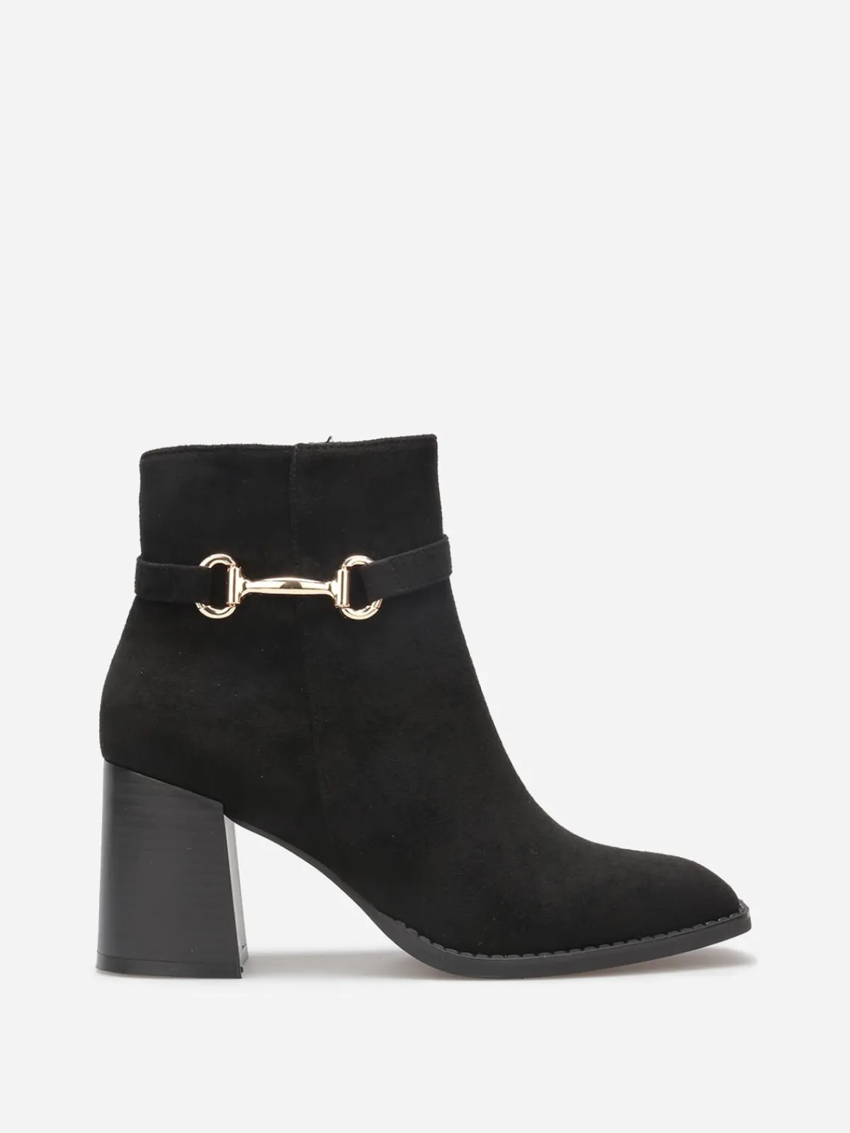 New La Modeuse Bottines à talon en suédine avec mors doré Noir