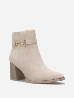 Best La Modeuse Bottines à talon en suédine avec mors doré Beige