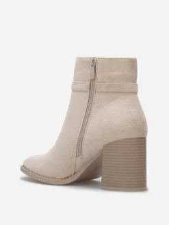 Best La Modeuse Bottines à talon en suédine avec mors doré Beige