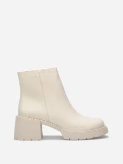 Online La Modeuse Bottines à talon et semelle crantés Beige