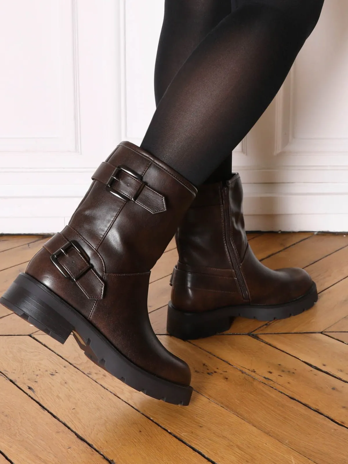 Best La Modeuse Bottines avec brides à boucle Marron