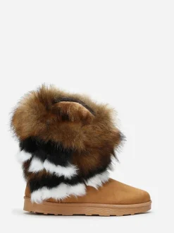 Hot La Modeuse Bottines avec tige effet fourré Camel