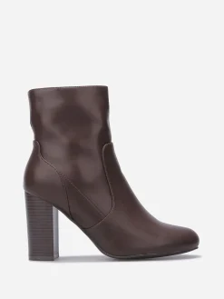 Discount La Modeuse Bottines basiques en simili à talon Marron