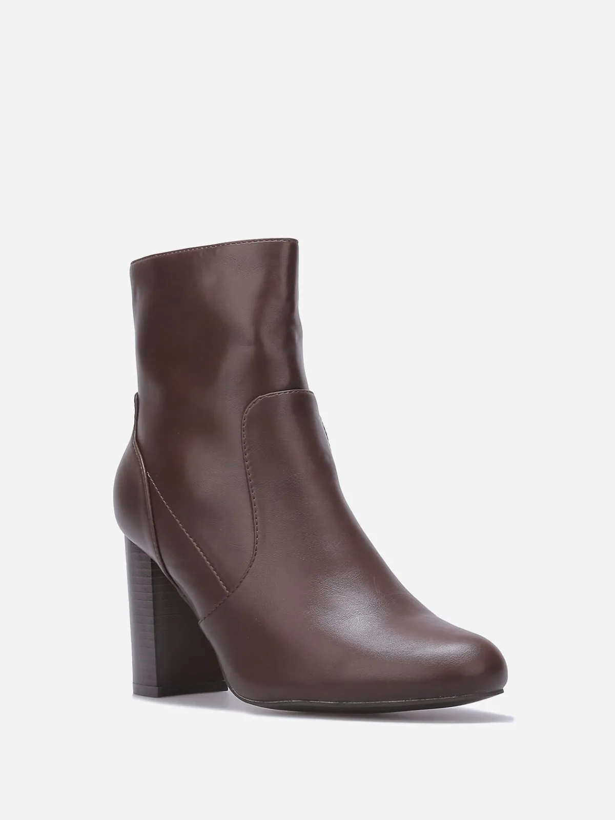 Discount La Modeuse Bottines basiques en simili à talon Marron
